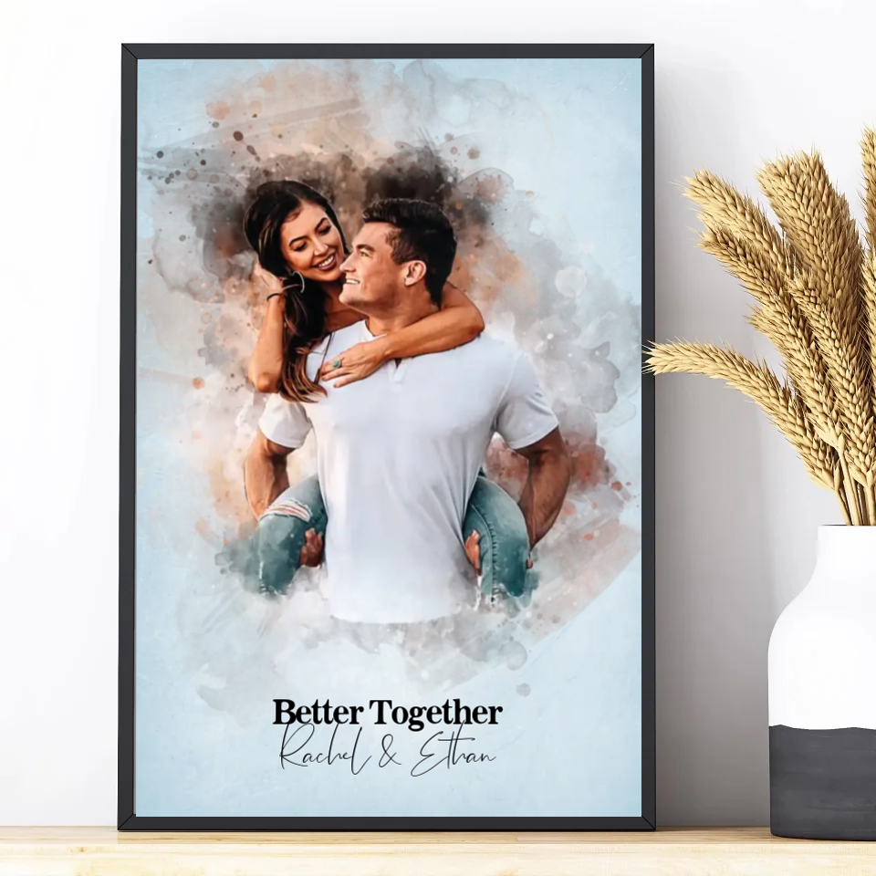 Your Photo as Watercolor | Customizable Poster | Gift for Couples