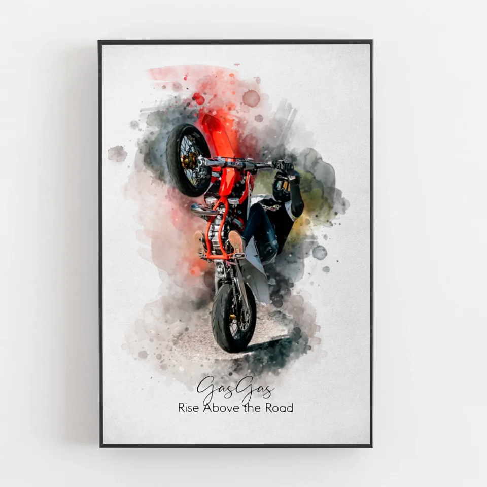 Your Motorcycle as Watercolor Wall Art | Perfect Gift for Bikers