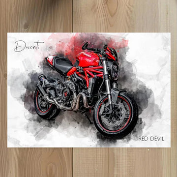 Your Motorcycle in Watercolor Style | Gifts for Bikers | Landscape