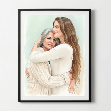 Custom Watercolor Portrait from Photo | Personalized Gift for Mom