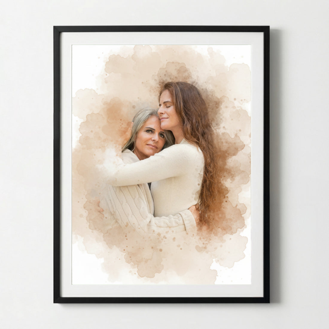 Custom Watercolor Portrait from Photo | Personalized Gift for Mom