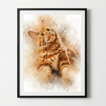 Personalized Cat Wall Art – Custom Portrait Poster/Canvas (Live Editor)