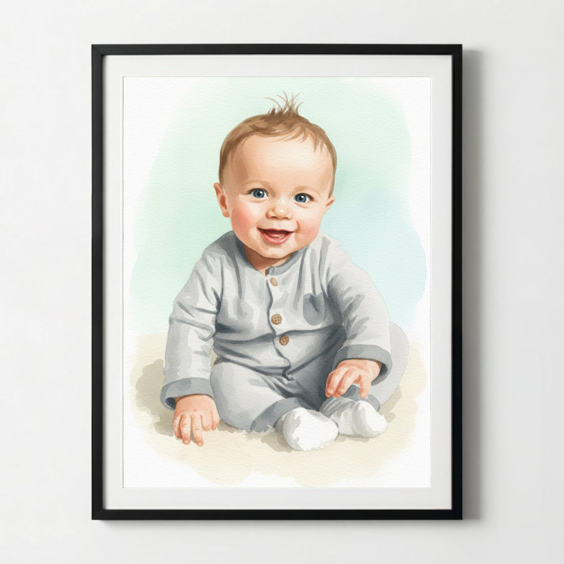 Baby Watercolor Portrait from Photo | Newborn Gift