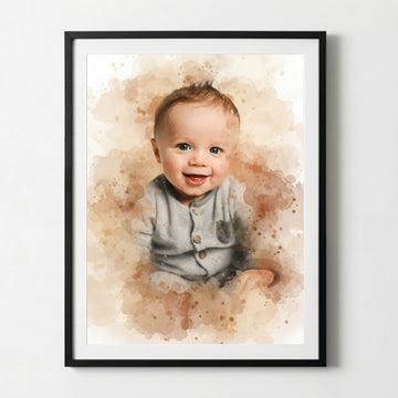 Baby Watercolor Portrait from Photo | Newborn Gift